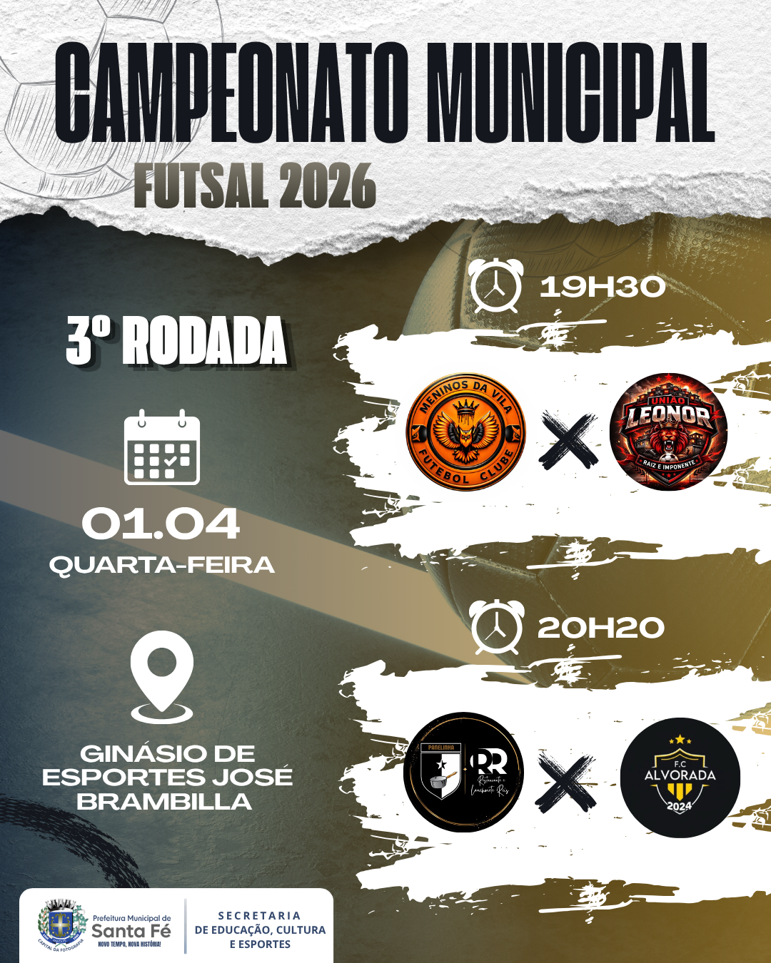 Vem aí a 3ª rodada do Campeonato Municipal de Futsal 2026